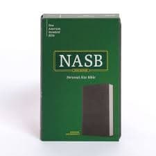 NASB Large Print Personal Size Reference Bible, Charcoal Leathertouch - by Holman Bible Publishers (Leather Bound)