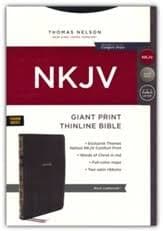 NKJV Giant-Print Thinline Bible, Soft leather-look, black (indexed, red letter) 12pt.